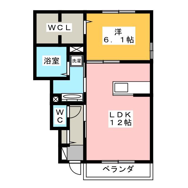 ハルミズホ(1LDK/1階)の間取り写真