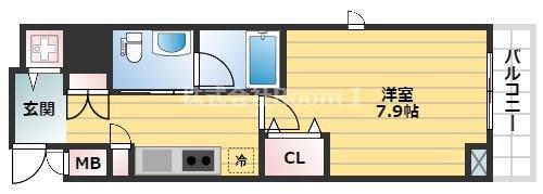 カスタリア堺筋本町(1K/12階)の間取り写真