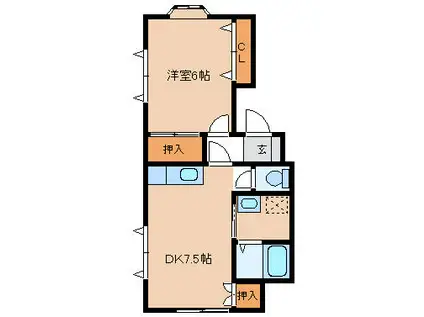 メゾン・プリオール(2DK/1階)の間取り写真