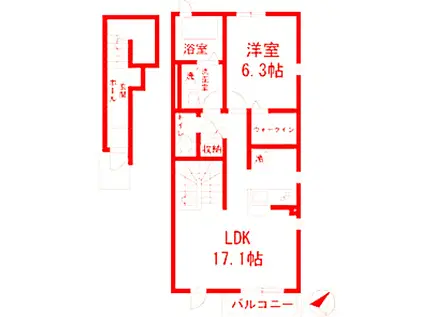 パークス8K(1LDK/2階)の間取り写真