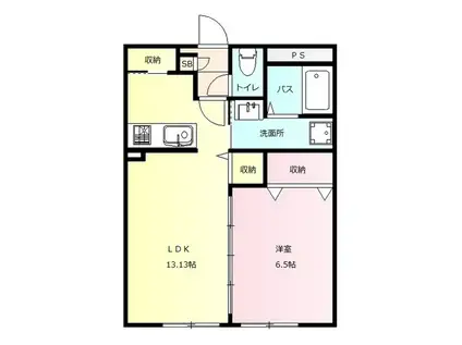 NEW WELL COURT高崎問屋町(1LDK/3階)の間取り写真