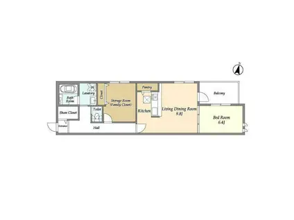 エスパシオ六条(2LDK/2階)の間取り写真