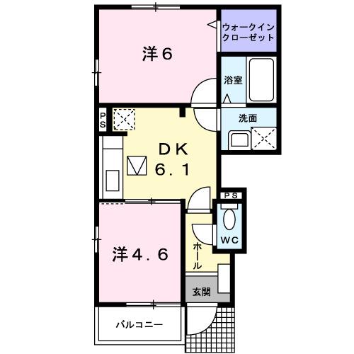 エリクシール(2DK/1階)の間取り写真