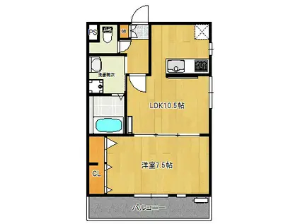 メゾン イグレック(1LDK/2階)の間取り写真