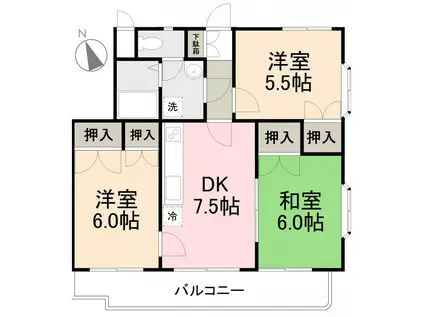 モアグローリーA・B(3DK/1階)の間取り写真