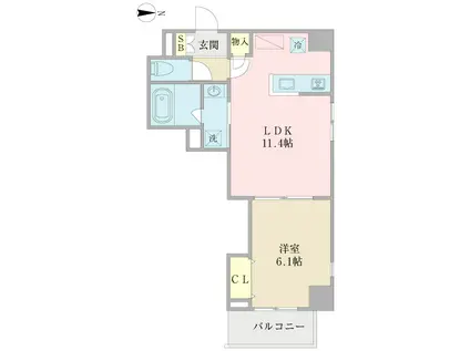 ＪＲ東西線 新福島駅 徒歩3分 5階建 築10年(1LDK/5階)の間取り写真