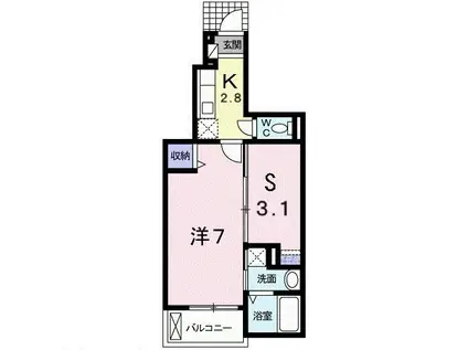 カーサ ジラソーレ(1SK/1階)の間取り写真
