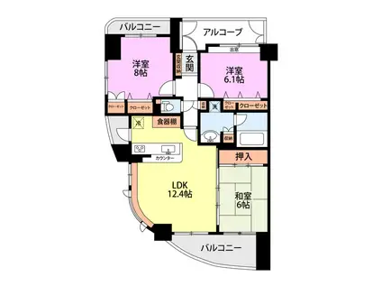 Dクラディア新潟駅前(3LDK/11階)の間取り写真