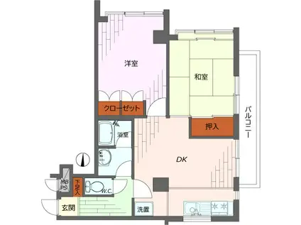 リリーオブザバレー(2DK/2階)の間取り写真