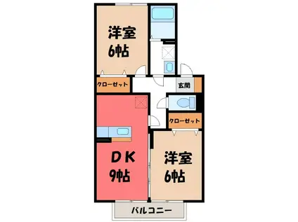 フリージアM(2DK/2階)の間取り写真