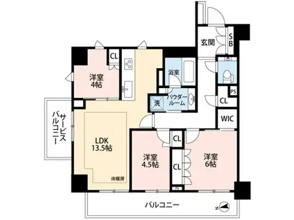 アトラス白金台レジデンス(3LDK/5階)の間取り写真