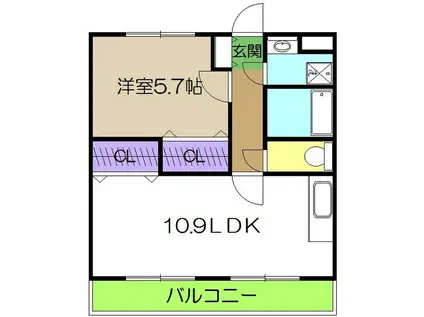 マリベール比島(1LDK/4階)の間取り写真