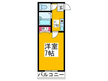 フルハウス(1K/1階)の間取り写真