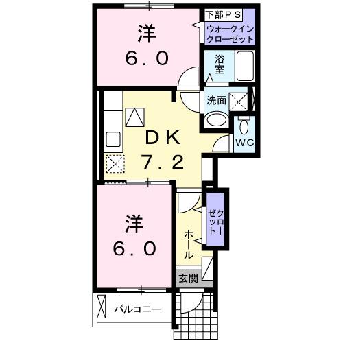 セレブリティB(2DK/1階)の間取り写真