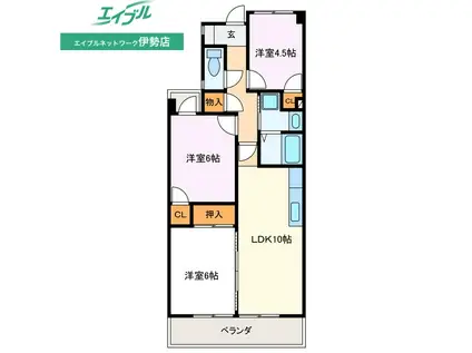 アルメリア(3LDK/4階)の間取り写真