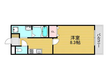 ラ・メール富田林A棟(1K/2階)の間取り写真