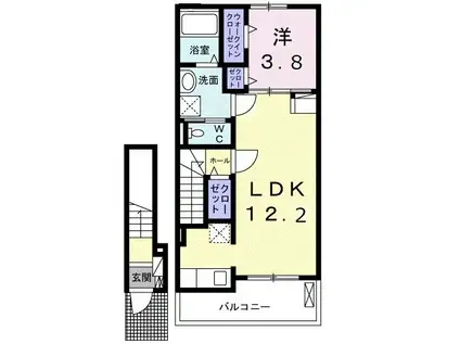 シャイニング(1LDK/2階)の間取り写真