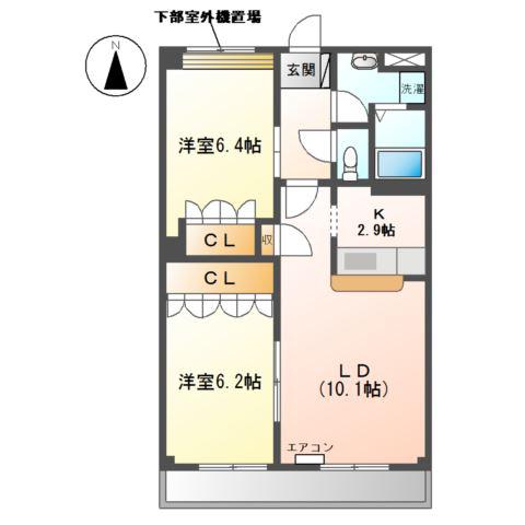 コンフォースステージM(2LDK/3階)の間取り写真