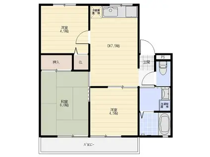 レトア大石II(3DK/1階)の間取り写真