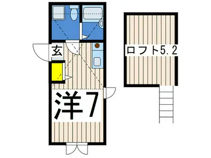 プリマシーサイド(ワンルーム/2階)の間取り写真