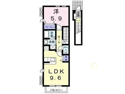 ヴィラエレガンツァ(1LDK/2階)の間取り写真