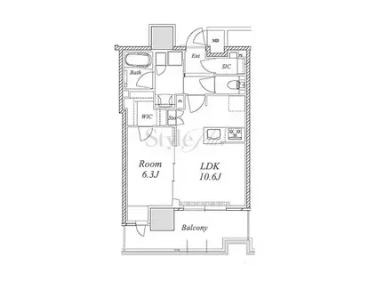 ザ・ファインタワー名古屋今池(1LDK/15階)の間取り写真