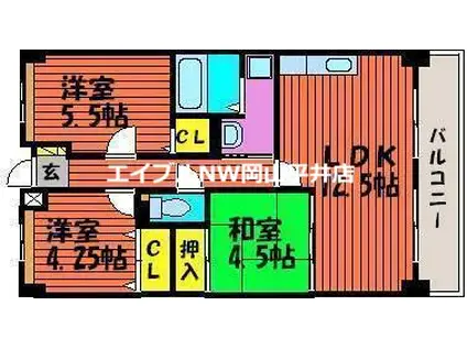 グランメゾン福成(3LDK/7階)の間取り写真