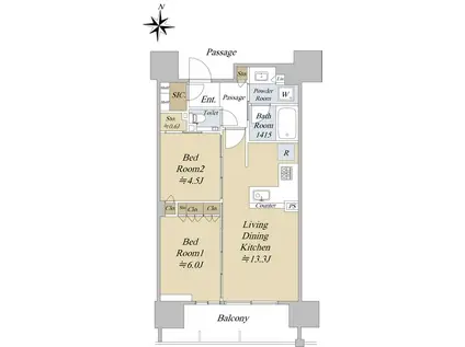 シティハウス湯島ステーションコート(2LDK/4階)の間取り写真