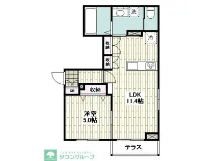 雪ノ下1丁目メゾン(1LDK/1階)の間取り写真