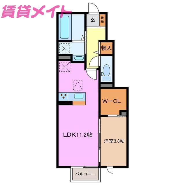 ROSE GARDEN(1LDK/1階)の間取り写真