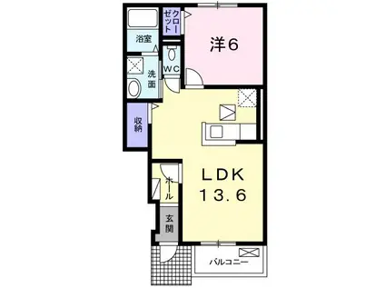 メゾンド・セルド・サンティエI(1LDK/1階)の間取り写真