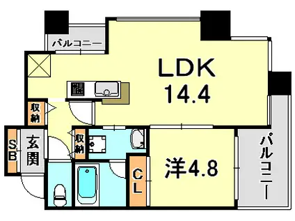 アーバネックス神戸水木通(1LDK/10階)の間取り写真