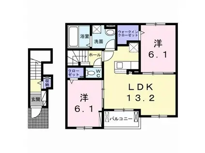 プティ モンタニュ(2LDK/2階)の間取り写真