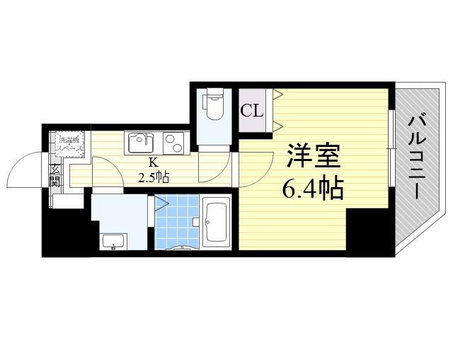 グランパシフィック毛馬(ワンルーム/3階)の間取り写真