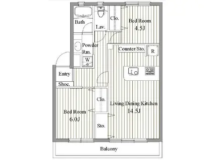 ソアラハイム野方(2LDK/2階)の間取り写真