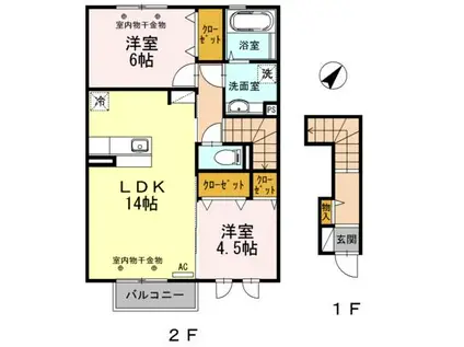 D-ROOM本郷新(2LDK/2階)の間取り写真