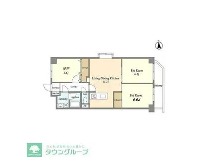 コスモリード武蔵中原(2SLDK/1階)の間取り写真