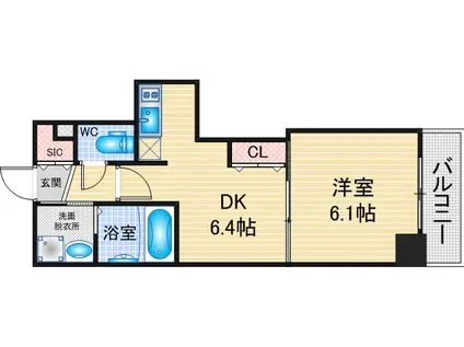 エステムプラザ名古屋駅前プライムタワー(1DK/13階)の間取り写真
