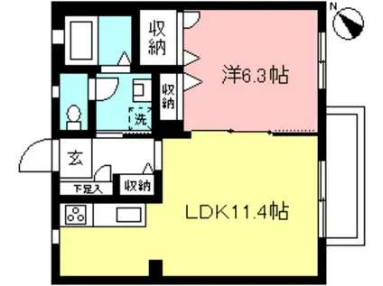 フルハウス(1LDK/1階)の間取り写真