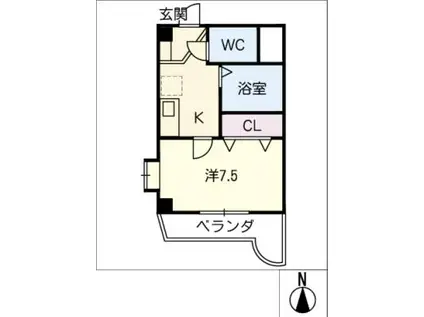 地下鉄鶴舞線 原駅(愛知) 徒歩2分 8階建 築26年(1K/2階)の間取り写真