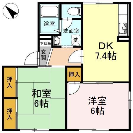 メゾン羽衣(2DK/1階)の間取り写真