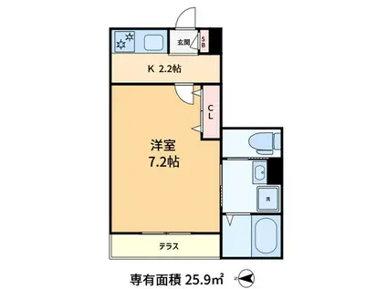 INFINITY(1K/1階)の間取り写真