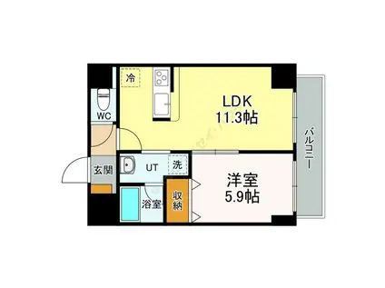 エステラ北五条館(1LDK/2階)の間取り写真