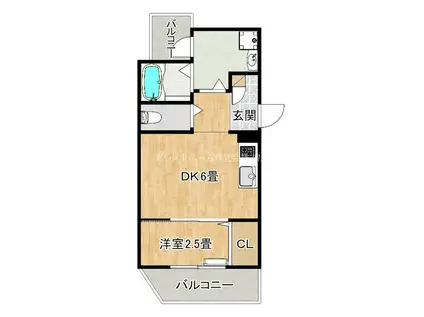 ジーイーディズ(1DK/2階)の間取り写真