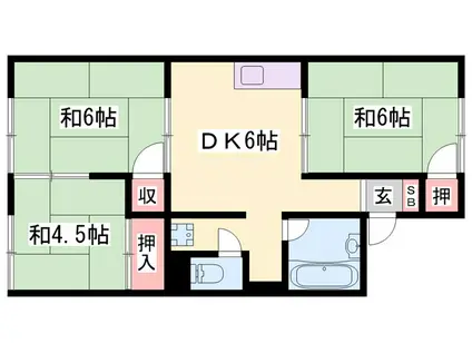 シャトレはりまE(3DK/1階)の間取り写真