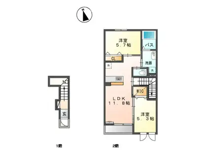 LESCHENTE7(2LDK/2階)の間取り写真