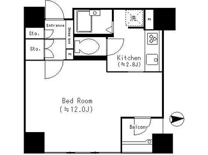 ロナ王子(1K/7階)の間取り写真