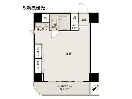 ライオンズプラザ新横浜(ワンルーム/9階)の間取り写真