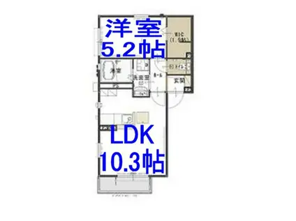 ウィスターリア(1LDK/1階)の間取り写真