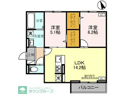 Dアヴァンス赤山(2LDK/3階)の間取り写真